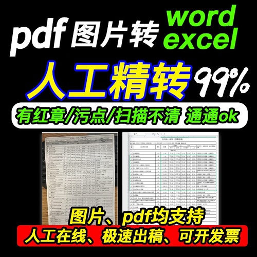 人工圖片轉換word排版 照片pdf轉excel表格